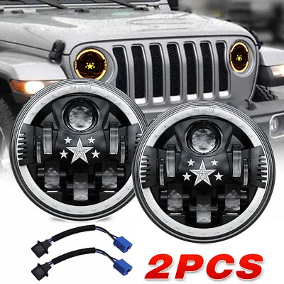 Pair 7'' Inch LED Headlights Sealed Beam DRL Turn Signal For Hummer H1 2003-2009 • $48.99