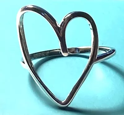 Large Abstract Open Heart Ring  Sterling Silver  Sz689 • $15