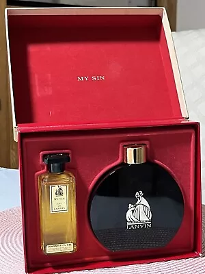 Vintage Lanvin My Sin Gift Set Eau De Lanvin 1.5 Oz & My Sin Talc 2.75 Oz NEW • $99.99