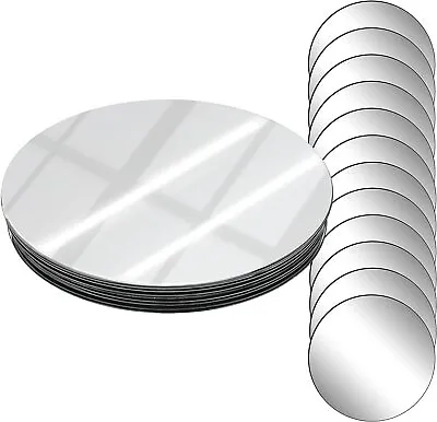 Houseables Mirror Centerpieces 12 Pk 10  Round Tray Glass Party Décor • $37.99