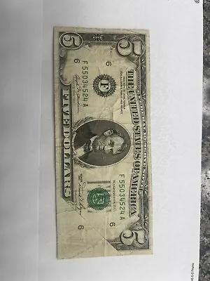 5 Dollar Bill 1981 Misprint (fold-over) Curculated • $2500