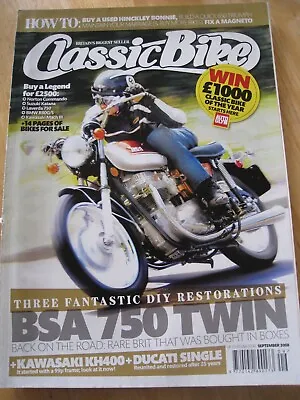 Classic Bike Magazine Sep 2008 Bsa 750 Twin Kawasaki Kh400 Ducati Single Used Bo • £5.99