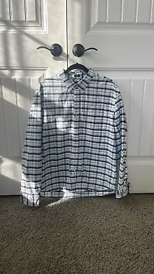 J.Crew Mens Shirt XXL Slim Fit Oxford Grey Blue Plaid Long Sleeve Button • $20