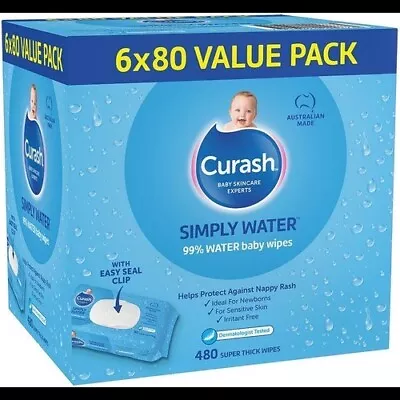 Curash Simply Water Wipes 8x80 Pack • $22.09