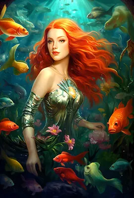 Gifts Home Art Wall Decor Picture Vintage Mermaid Oil Painting Printed On Canvas • $19.50