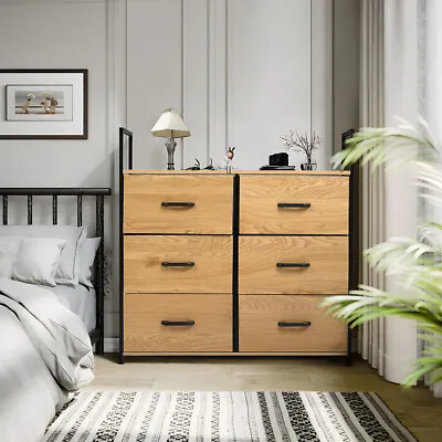 6 Drawer Canvas Chest Of Drawers Bedroom LivingRoom Storage Cabinet Organizer • £48.95