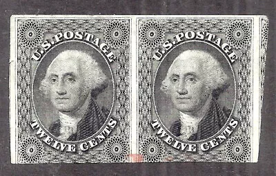 Sc 17 12c Imp Gr Blk Horiz Pair Rare Very Thin Paper Variety  Used Cats $4000+ • $249.95