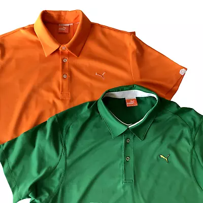 Lot Of 2 PUMA USP Dry Cool Cell Mens XL Golf Polo SS Green Orange • $22.45