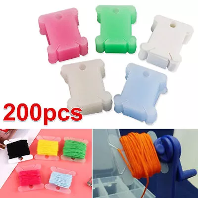 200X Plastic Floss Bobbins Winder Cross-Stitch Card Thread Holder DIY Embroidery • £5.99