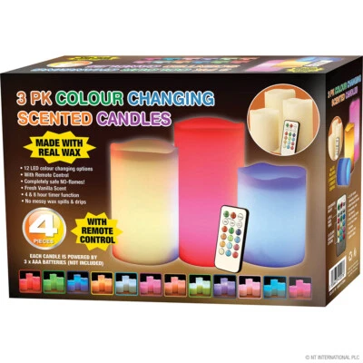 £10.99 • Buy New 3pc Colour Changing Flickering Flameless Led Wax Mood Candles Aroma Scented 
