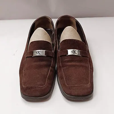 Calvin Klein Suede Leather Mens Shoes Brown Casual No Lace UK 9 EU 42 Used Good • £49