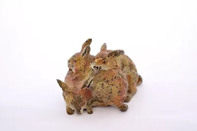 1910's Austrian Vienna Cold Painted Bronze Miniature 3 Bunny Rabbit • $199