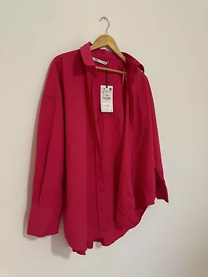Zara Hot Pink Fuchsia Button Up Shirt Brand New With Tags Size L • $25