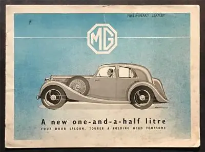 MG 1½ LITRE Car Preliminary Brochure 1936 SALOON Tourer FOLDING HEAD FOURSOME • $149.33