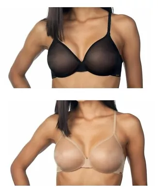 Gossard Women Glossies Sheer Mesh Underwired Full Cup Bra 32C Black Nude • £15.99