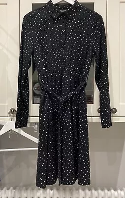 NEW LOOK Long Sleeved Maternity Dress Black With White Spots SIZE 10 • £4.90