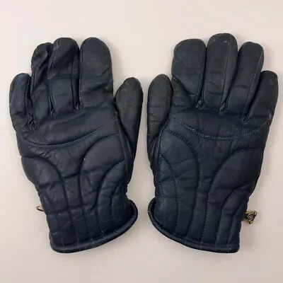 Vintage Made Korea Men Large Blue Leather Winter Ski Gloves Topstitching Pattern • $27.99