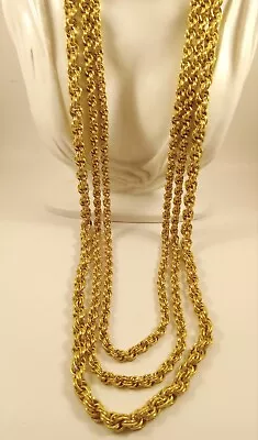 Vintage Signed Vendome Gold Tone Layered Necklace Large Bow Closure • $24