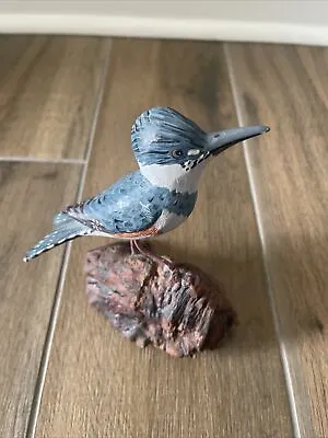 $39.99 • Buy RARE Vintage Hand Carved Painted Wood Blue Wooden Bird Figurine 6”