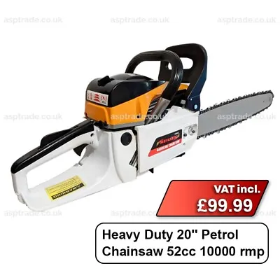 Neilsen Powered Petrol Chainsaw 20  52cc  Easy Start X 2 Chains + Tools • £99.99