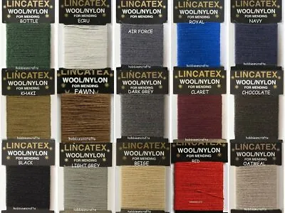 Lincatex Thread For Darning & Mending  30% Wool 70% Nylon 10 Metres Many Colours • £1.45