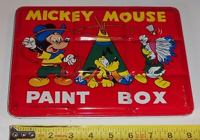 Vintage Mickey Mouse Donald Goofy Water Colors Paint Tin Litho Box Page London • $12.95