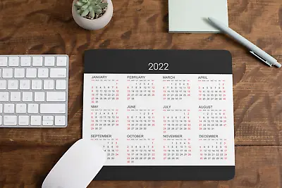 2022 Calendar Mouse Pad - Black For Computer Office Gaming Desk Non-Slip • $16.99