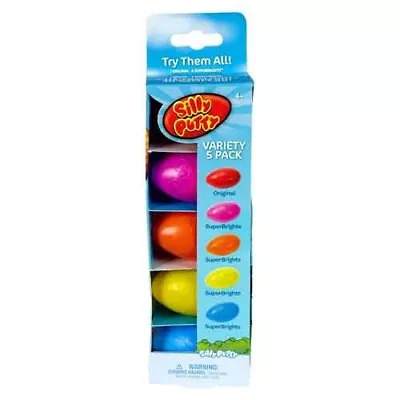 Crayola Silly Putty 5/Pk 1-Orig. 4-Super Bright Bounce Mold Stretch Fun School • $7.90