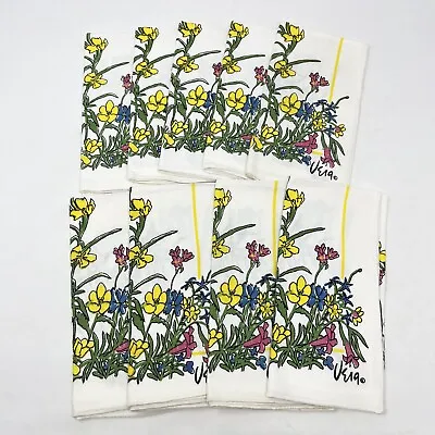 VTG Vera White Bright Pastel Floral Design Set Of 9 Dinner Napkins Neumann • $29.99