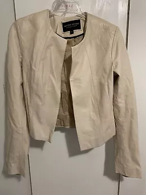 WHITE SUEDE Cream Leather Jacket - Size 8 • $45