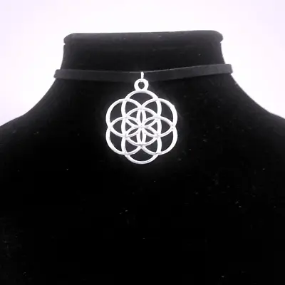 $9.95 • Buy Silver Seed Of Life Choker Necklace - Sacred Geometry Pendant
