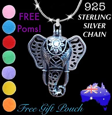 $11.50 • Buy Elephant Boho Essential Oil Diffuser Locket 925 Sterling Silver Chain Necklace