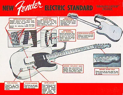 1950 Fender Guitar Advertisement Vintage Ad  BROADCASTER - Beautiful Repro  • $15.95