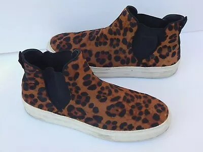 ZARA WOMAN WOMEN'S LEOPARD PRINT HIGH TOP SNEAKERS BOOTIES  Sz 37 AUTHENTIC • $29.99