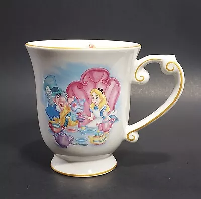 Walt Disney Alice Wonderland Mad Hatter Tea Party Coffee Mug Cup Lrg Gold Trim • $19.99