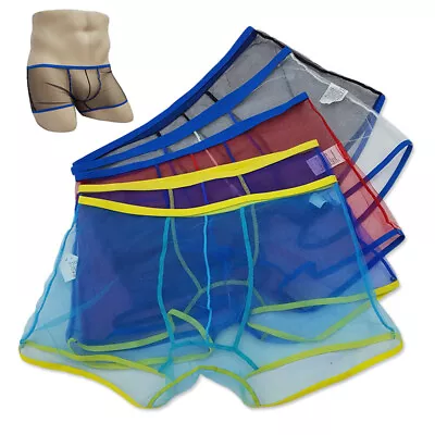 £5.15 • Buy Men Sheer See Through Boxer Briefs Mesh Underwear Shorts Trunks Underpants UK