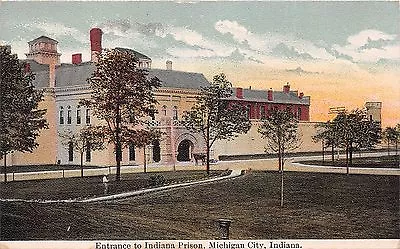 MICHIGAN CITY INDIANA ENTRANCE TO STATE PRISON POSTCARD 1910s • $4.79