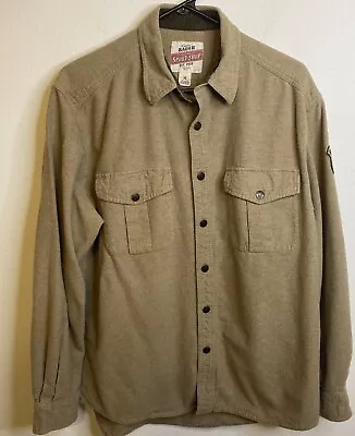 Vintage Eddie Bauer Sport Shop Long Sleeve Work Shirt Brown Pocket Snap Button L • $29.99