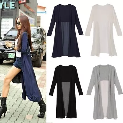 Women Chiffon Splice Long Tops Cardigan Shirt Maxi Jacket Kimono Coats Outwear • $19.99