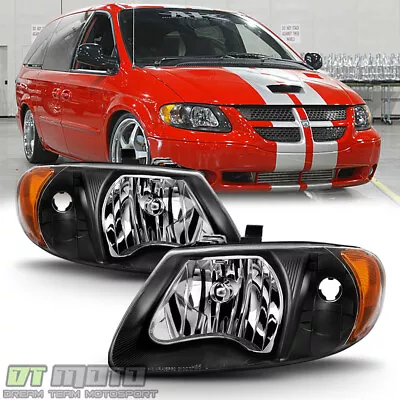 Black Fits 01-07 Caravan Town & Country 01-03 Voyager Replacement Headlights L+R • $82.99