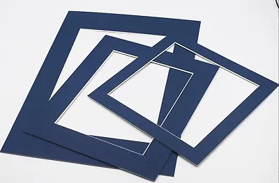 Blue Photo Picture Frame Mounts Bevel Cut 1.4mm White Core Mount Board • £7.20