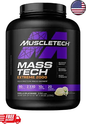 Protein MuscleTech Mass Tech Extreme 2000 6 Lbs (2.72 Kg) Vanilla Milkshake • $50.49