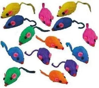 10 Rainbow Mice Cat Toys With Real Rabbit Fur That Rattle By Zanies • $12.99