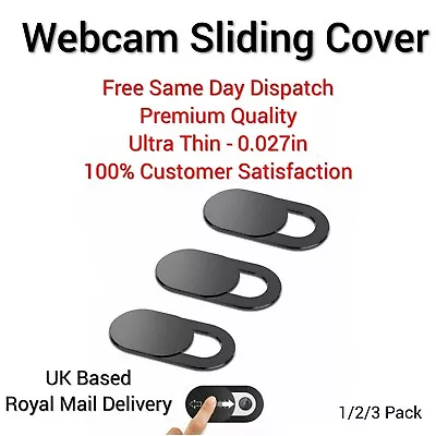 Webcam Cover Ultra Thin 1/2/3 Pack Camera Privacy Security Sticker Slider Laptop • £1.89