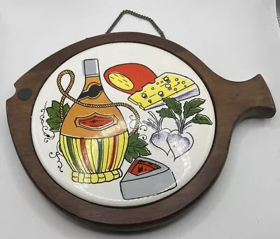 Mid Century Modern Fish Wood Tile Cheese Cutting Serving Board Japan W/knife • $44.99