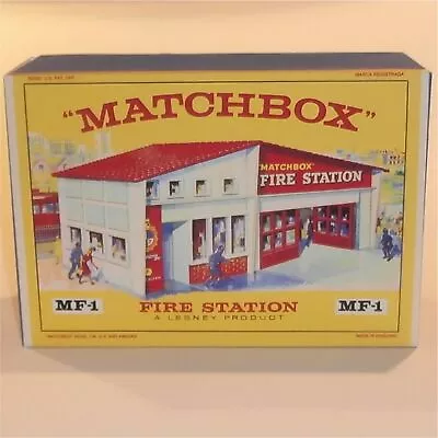 Matchbox Lesney Accessory MF-1b Fire Station Red Roof Empty Repro E Style Box • $39.14