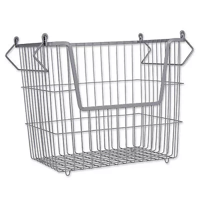 DII Design Imports Wire Mesh Stackable Utility Storage Bin Large Cool Gray • $23.99