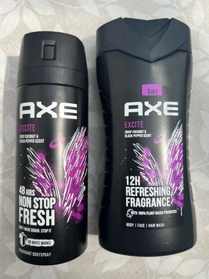 £14.99 • Buy BUNDLE AXE Excite Aerosol Deodorant Body Spray 150ml + Fragrance 250ml Pack Of 2