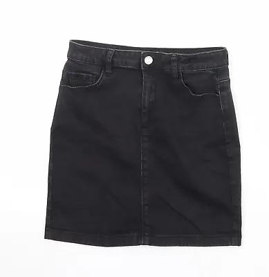 Missguided Womens Black Cotton A-Line Skirt Size 10 Zip • £5