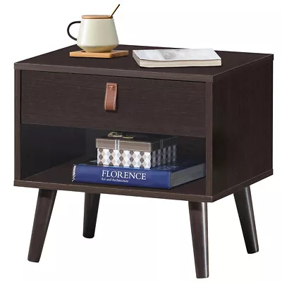 Nightstand Sofa Side End Table Bedside Table W/ Drawer Storage Shelf Wood Legs • $59.99